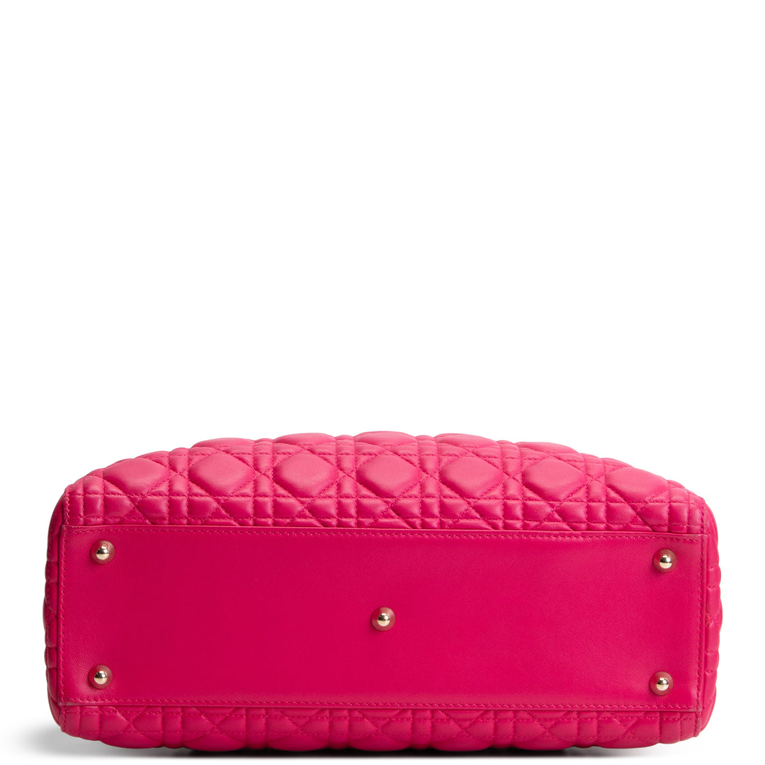 DIOR Lambskin Cannage Large Lady Dior w/ Strap - Pink