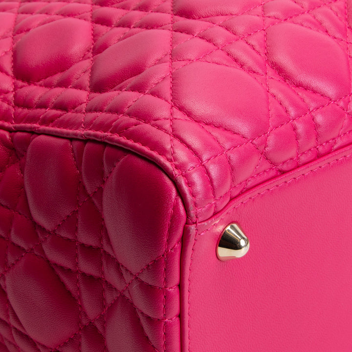 DIOR Lambskin Cannage Large Lady Dior w/ Strap - Pink