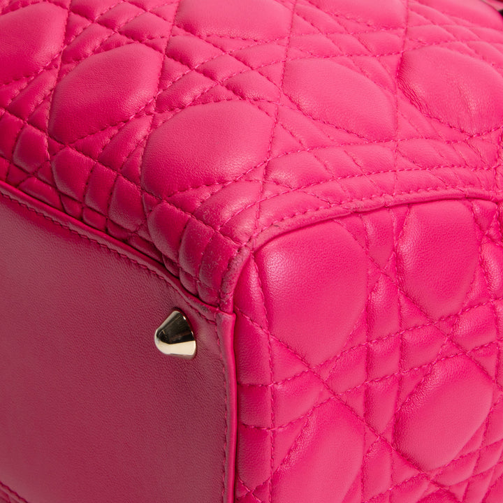 DIOR Lambskin Cannage Large Lady Dior w/ Strap - Pink