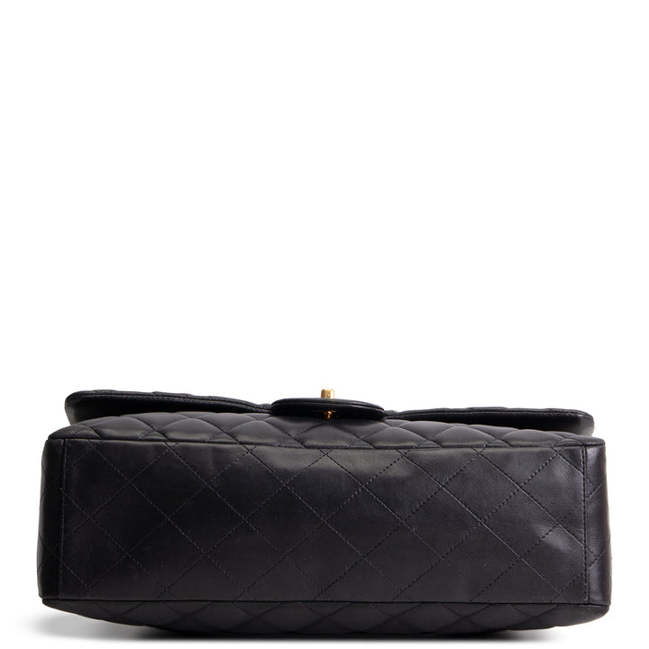 CHANEL Quilted Lambskin Maxi Single Flap Shoulder Bag - Black