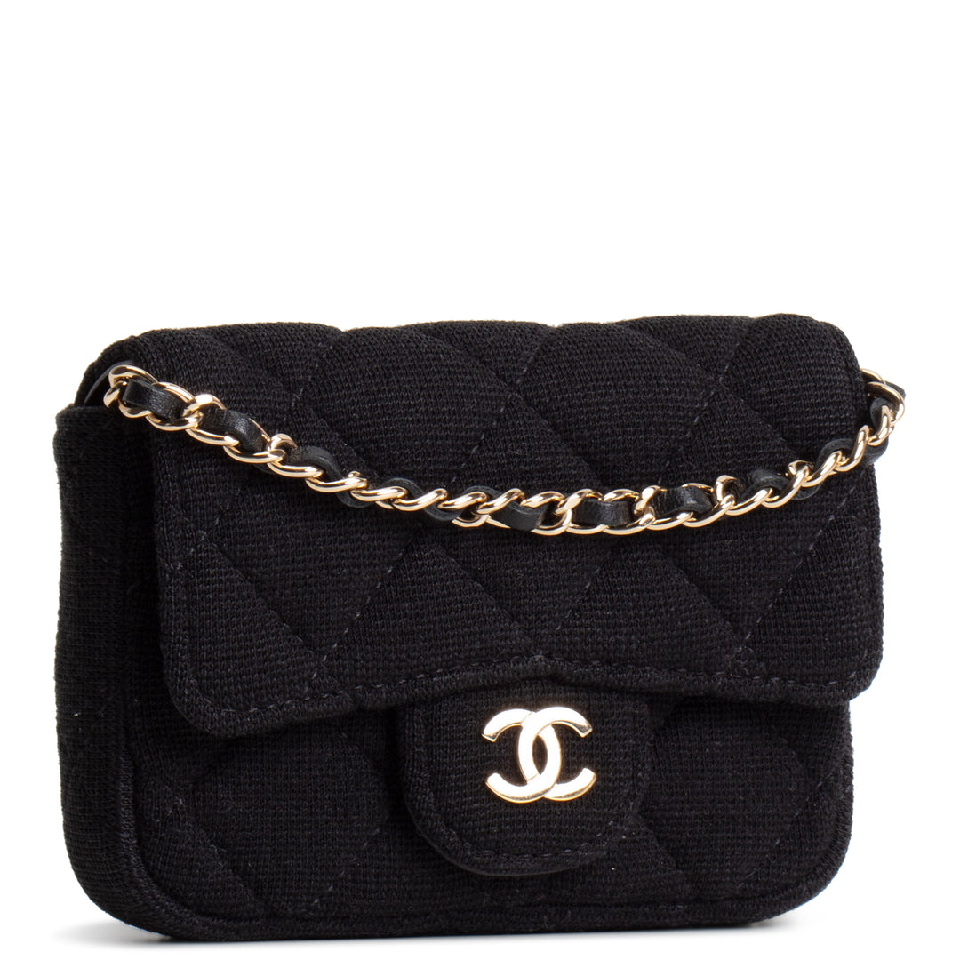 CHANEL Jersey Card Holder Belt Bag - Black