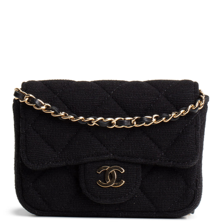 CHANEL Jersey Card Holder Belt Bag - Black