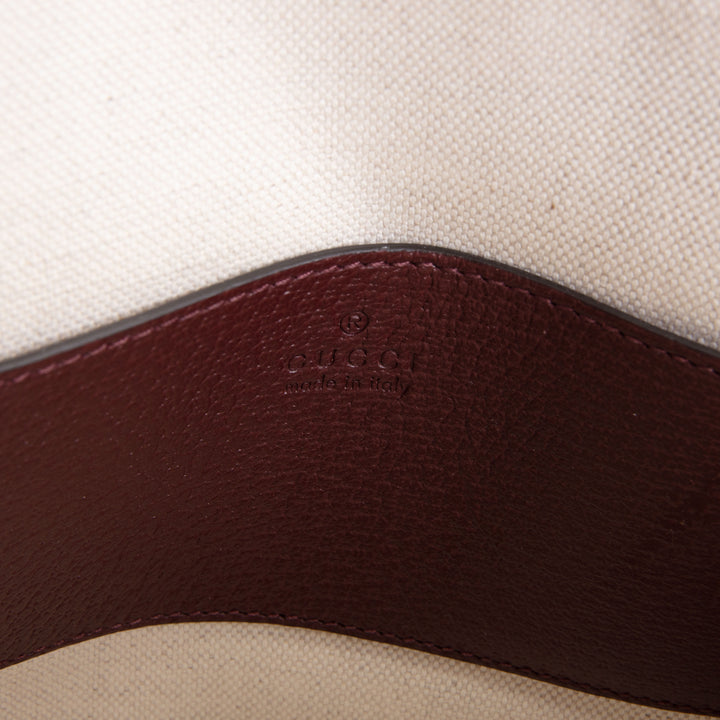GUCCI Horsebit 1955 Top Handle GG Canvas w/ Strap - Burgundy