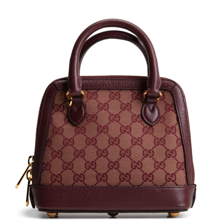 GUCCI Horsebit 1955 Top Handle GG Canvas w/ Strap - Burgundy