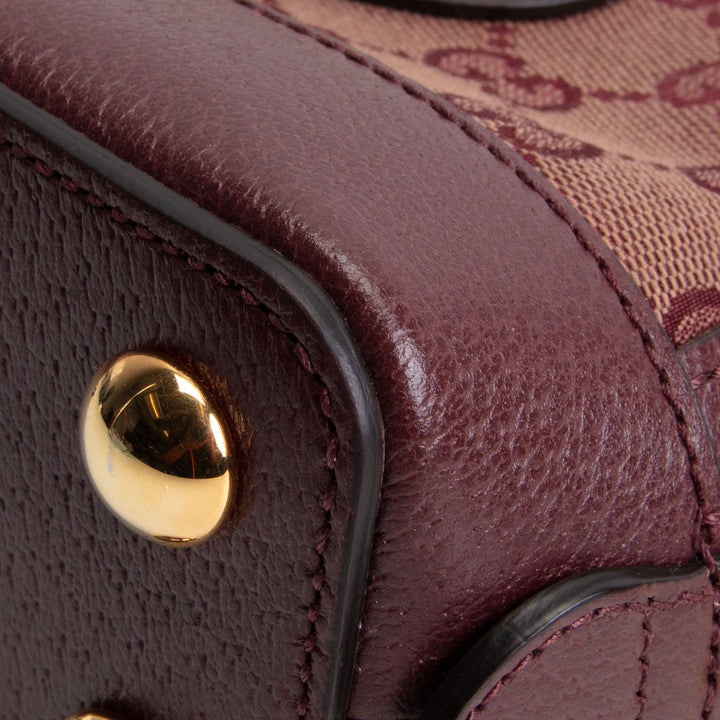 GUCCI Horsebit 1955 Top Handle GG Canvas w/ Strap - Burgundy