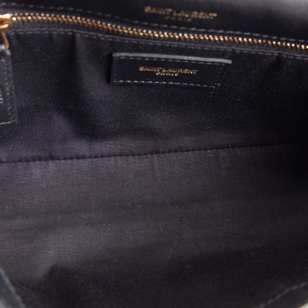 SAINT LAURENT Patent Kate 99 Tassel Shoulder Bag - Brown Tortoise OUTLET FINAL SALE