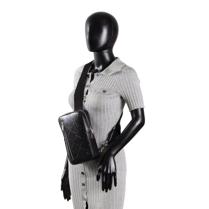 GUCCI Embossed Sling - Black