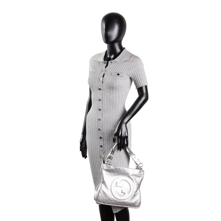 GUCCI Small Sakai Blondie Shopping Bag - Metallic Silver