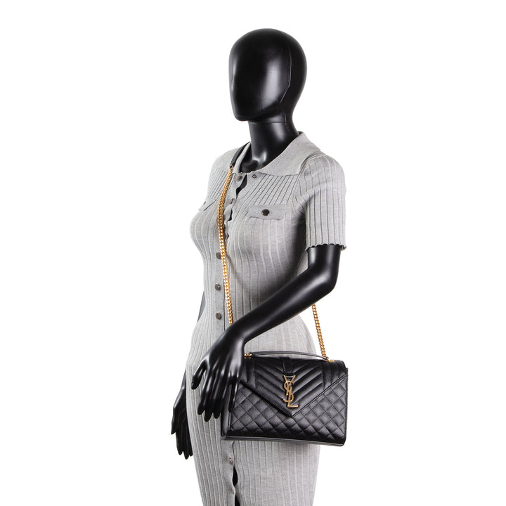SAINT LAURENT Grain de Poudre Triquilt Medium Envelope Bag