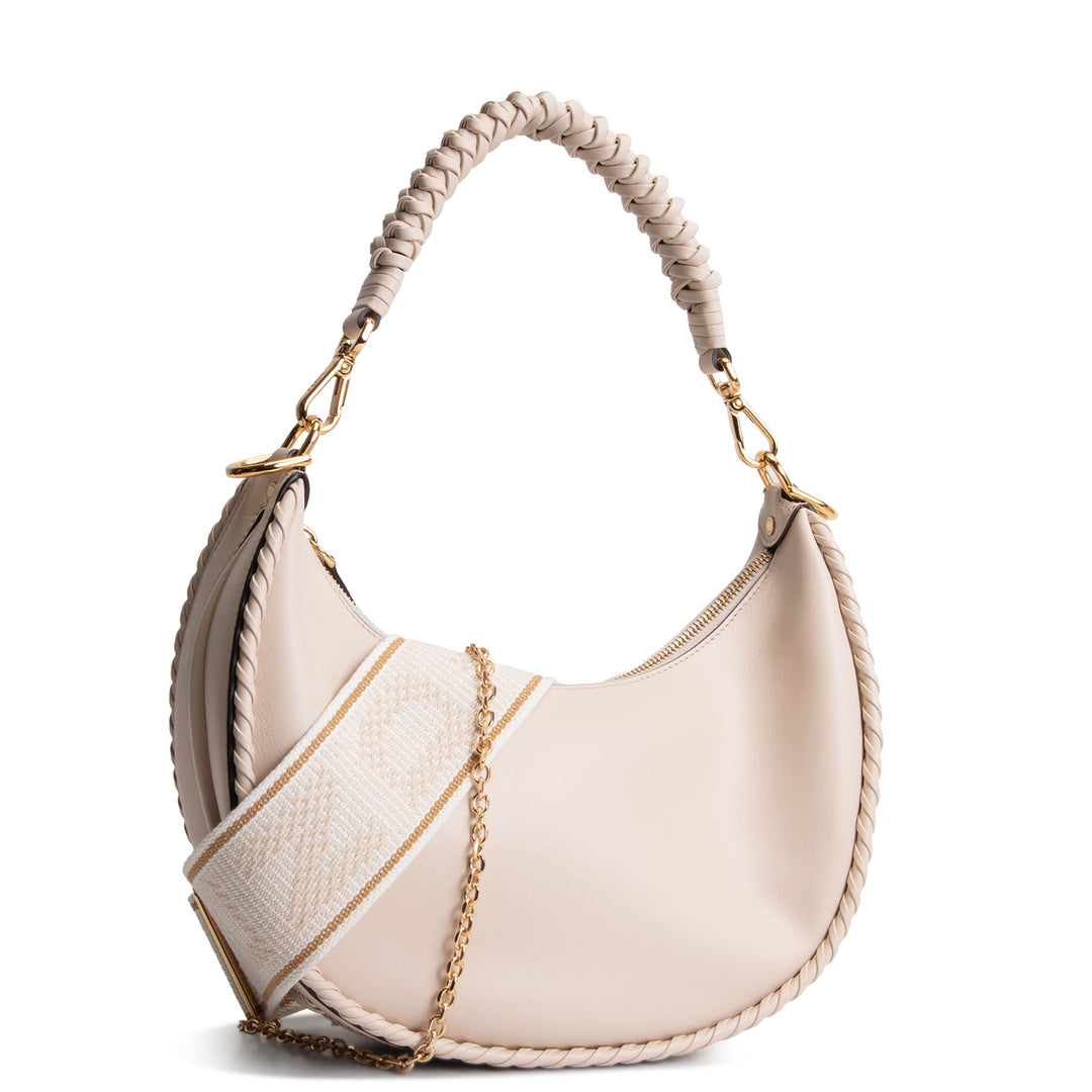 FENDI Leather Braided Fendigraphy - Cream