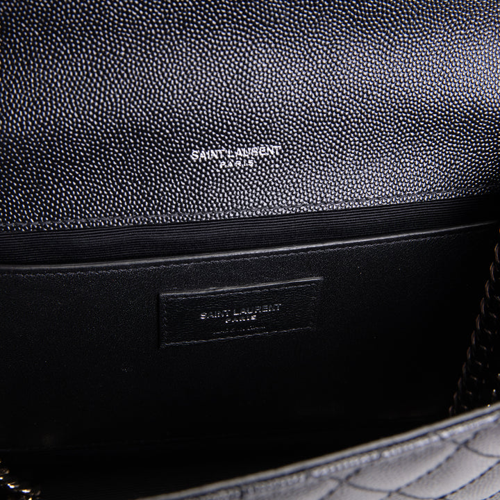 SAINT LAURENT Grain de Poudre Triquilt Medium Envelope Bag - Black