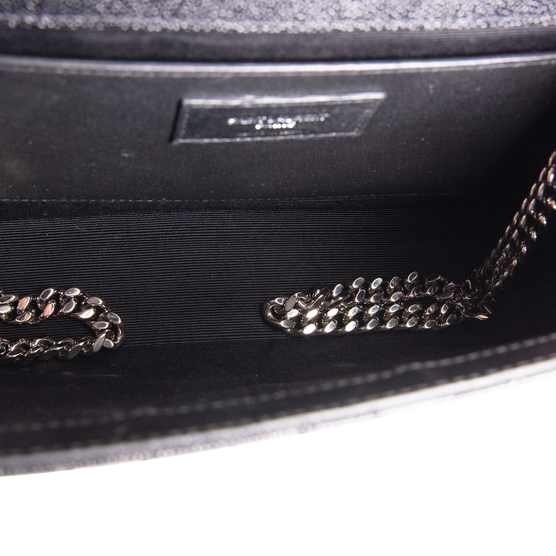 SAINT LAURENT Grain de Poudre Triquilt Medium Envelope Bag - Black