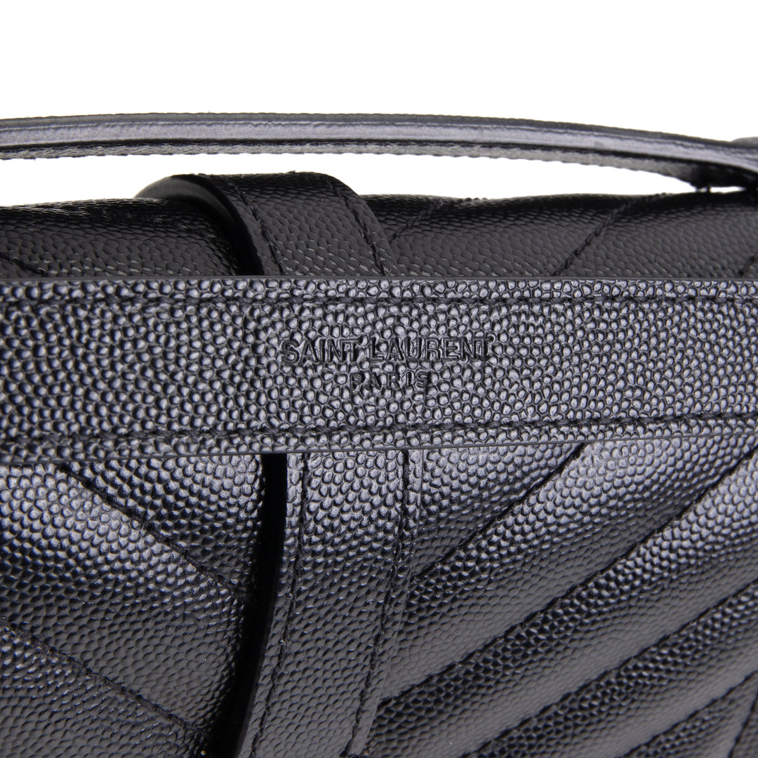 SAINT LAURENT Grain de Poudre Triquilt Medium Envelope Bag - Black
