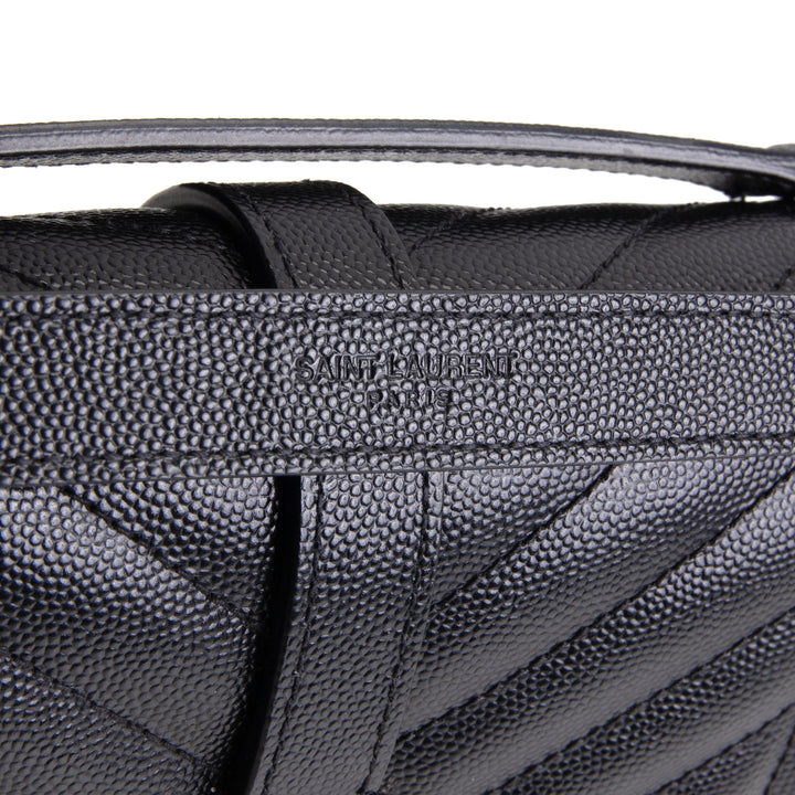 SAINT LAURENT Grain de Poudre Triquilt Medium Envelope Bag - Black