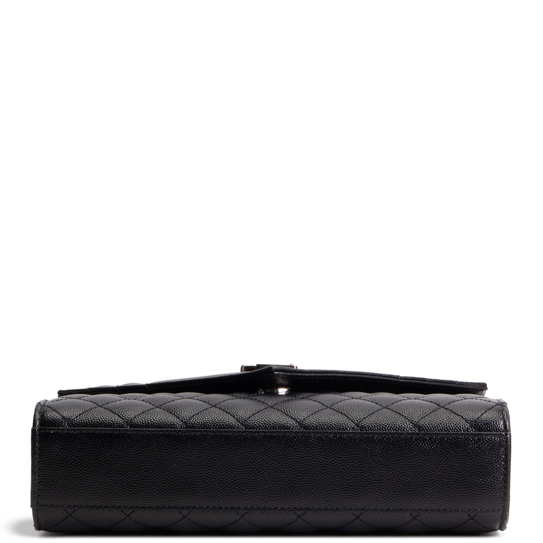 SAINT LAURENT Grain de Poudre Triquilt Medium Envelope Bag - Black