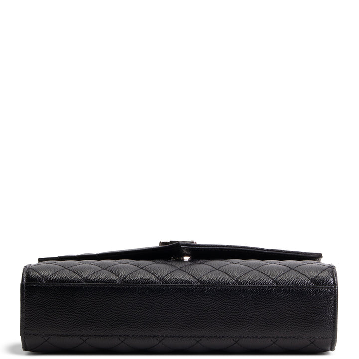 SAINT LAURENT Grain de Poudre Triquilt Medium Envelope Bag - Black