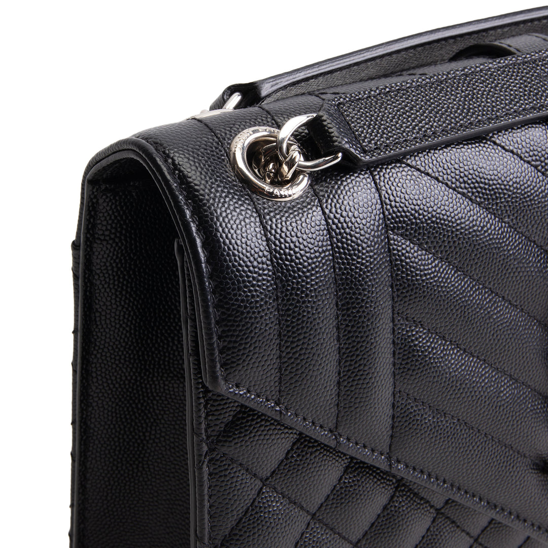 SAINT LAURENT Grain de Poudre Triquilt Medium Envelope Bag - Black