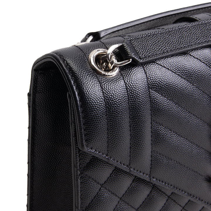 SAINT LAURENT Grain de Poudre Triquilt Medium Envelope Bag - Black