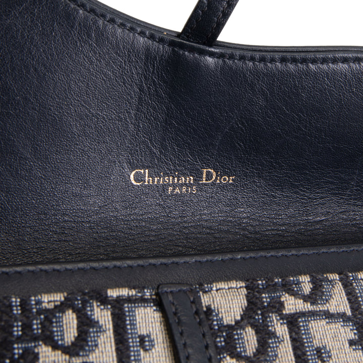 DIOR Oblique Saddle Wallet On Chain w/ Pouch - Navy Blue