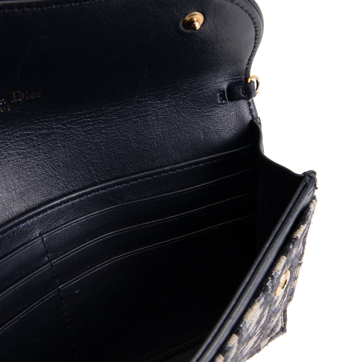 DIOR Oblique Saddle Wallet On Chain w/ Pouch - Navy Blue