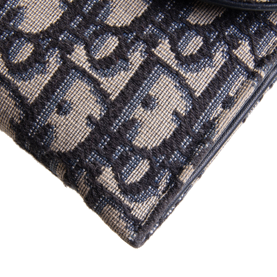 DIOR Oblique Saddle Wallet On Chain w/ Pouch - Navy Blue