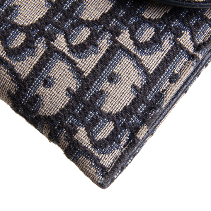 DIOR Oblique Saddle Wallet On Chain w/ Pouch - Navy Blue