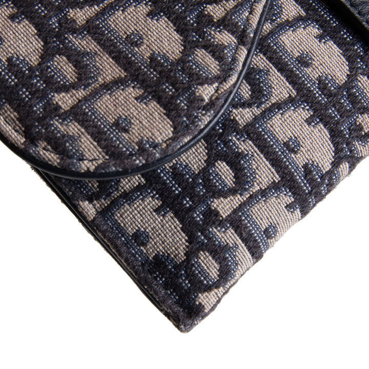 DIOR Oblique Saddle Wallet On Chain w/ Pouch - Navy Blue