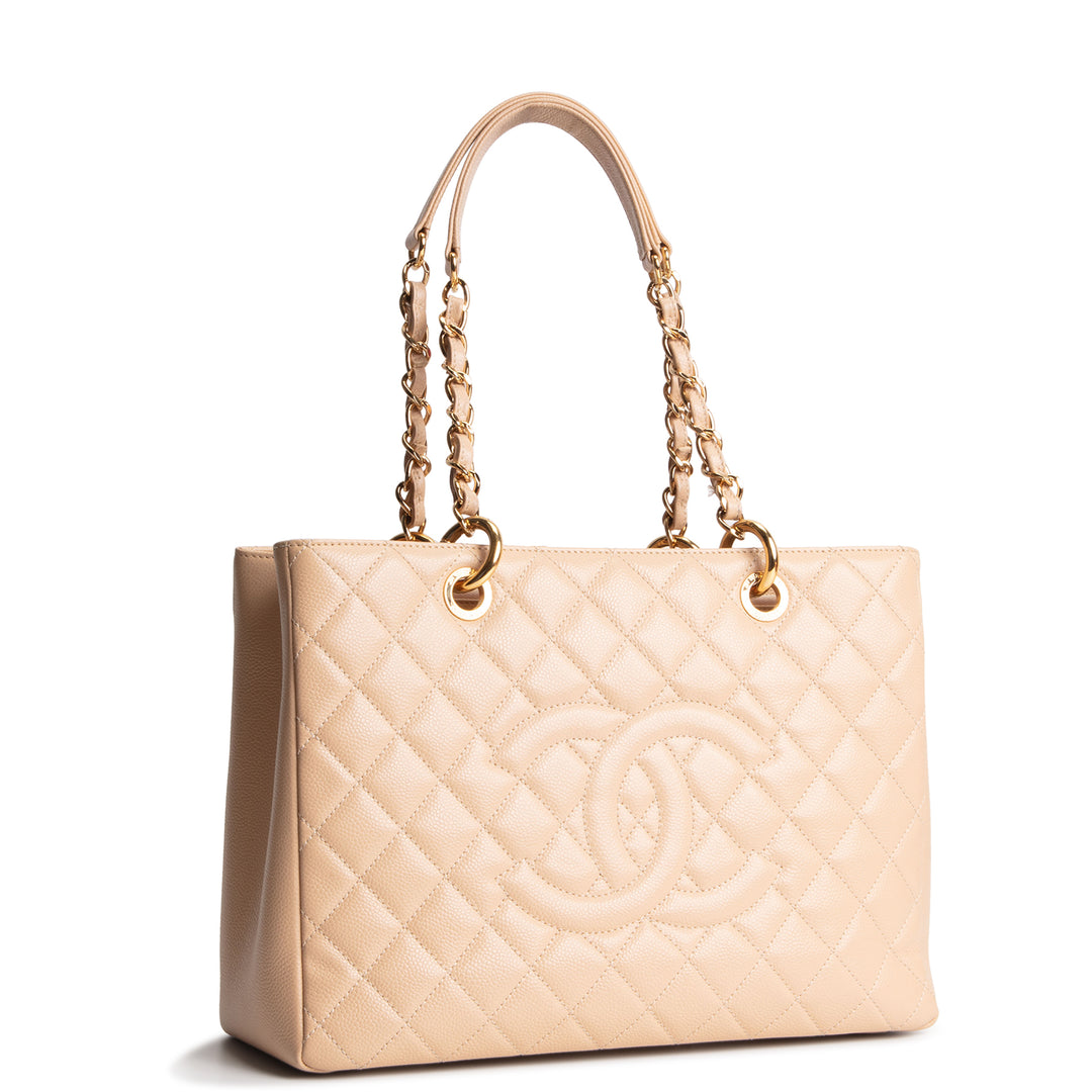 CHANEL Caviar Grand Shopping Tote -Beige