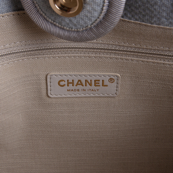 CHANEL Deauville Shoulder Bag w/ Pouch - Grey