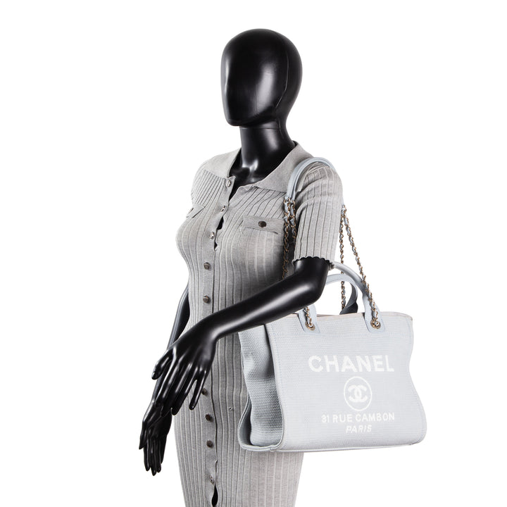 CHANEL Deauville Shoulder Bag w/ Pouch - Grey