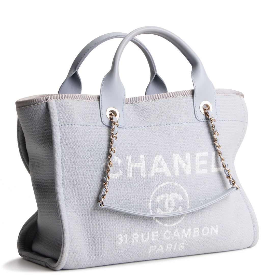 CHANEL Deauville Shoulder Bag w/ Pouch - Grey