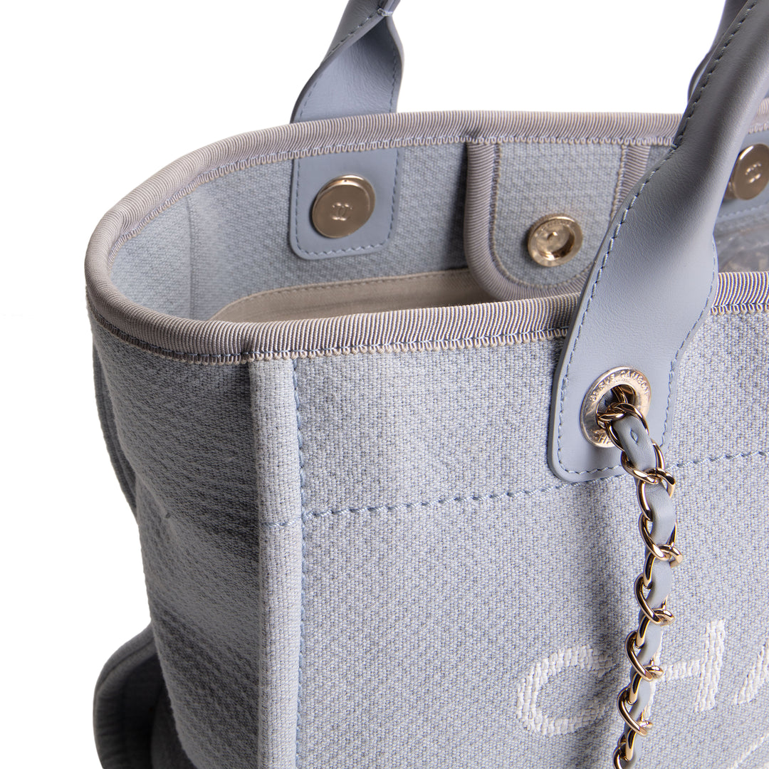 CHANEL Deauville Shoulder Bag w/ Pouch - Grey