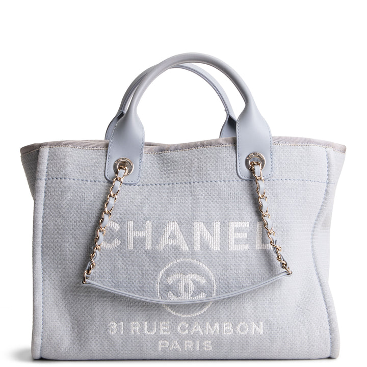 CHANEL Deauville Shoulder Bag w/ Pouch - Grey