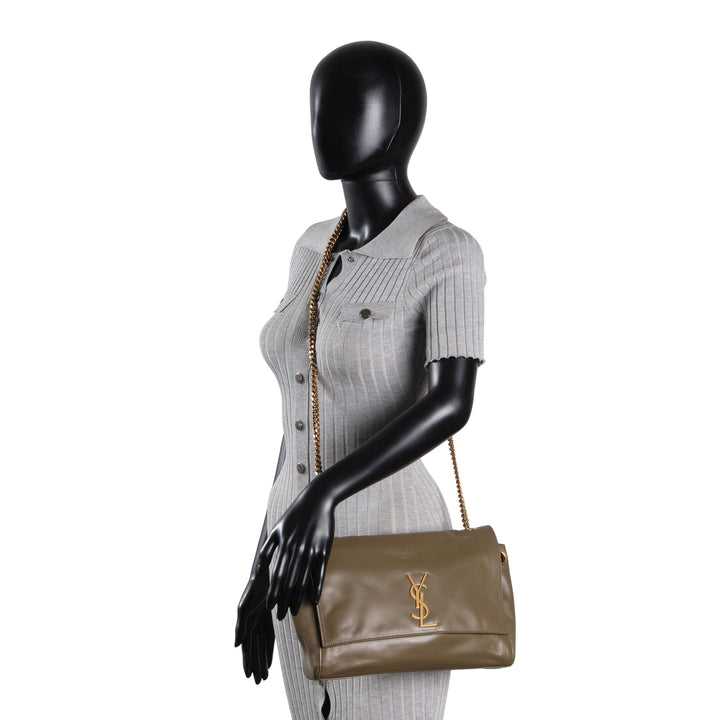 SAINT LAURENT Suede Leather Reversible Kate - Olive Green