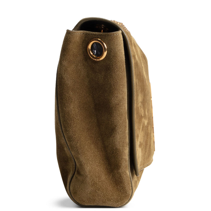 SAINT LAURENT Suede Leather Reversible Kate - Olive Green