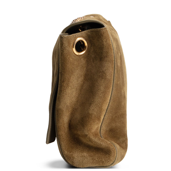 SAINT LAURENT Suede Leather Reversible Kate - Olive Green