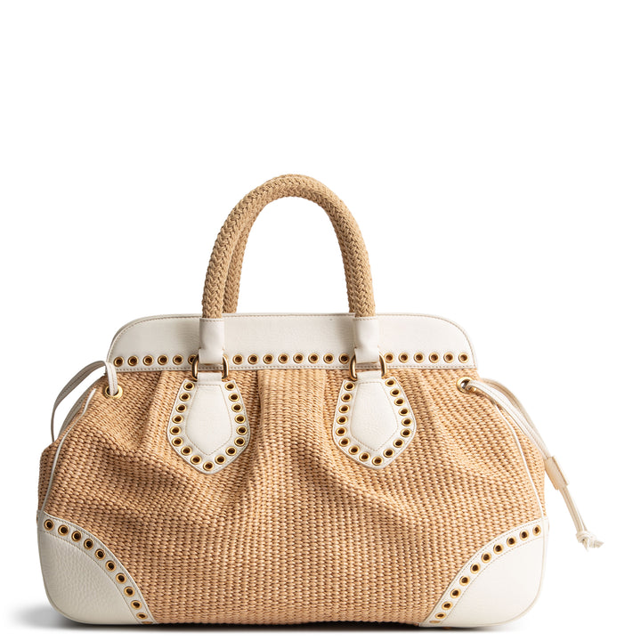 PRADA Vintage Raffia Eyelete Frame Handbag