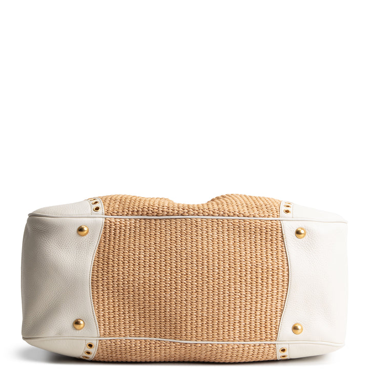 PRADA Vintage Raffia Eyelete Frame Handbag