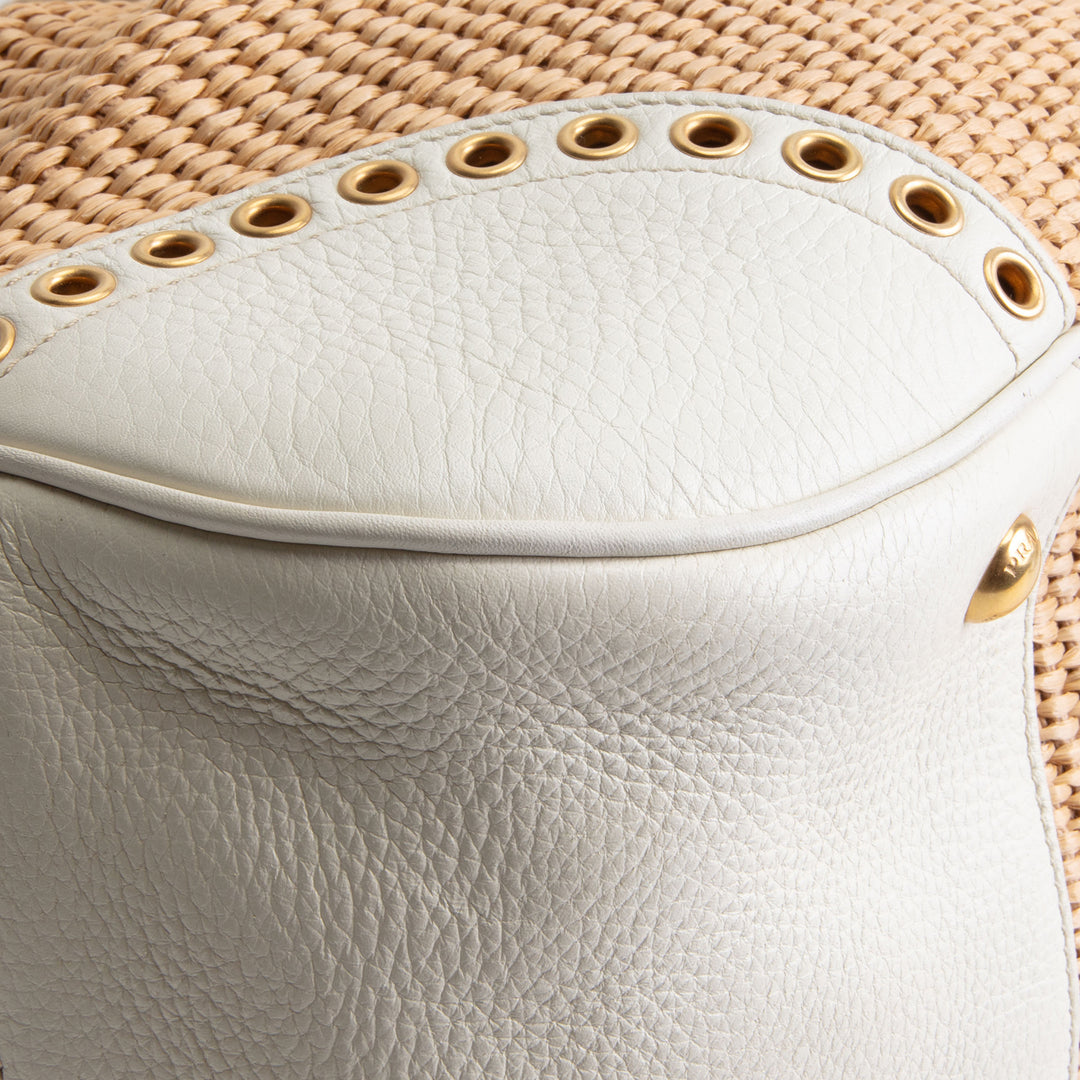 PRADA Vintage Raffia Eyelete Frame Handbag