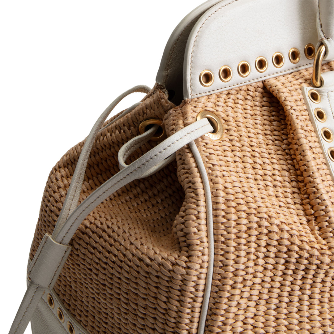 PRADA Vintage Raffia Eyelete Frame Handbag