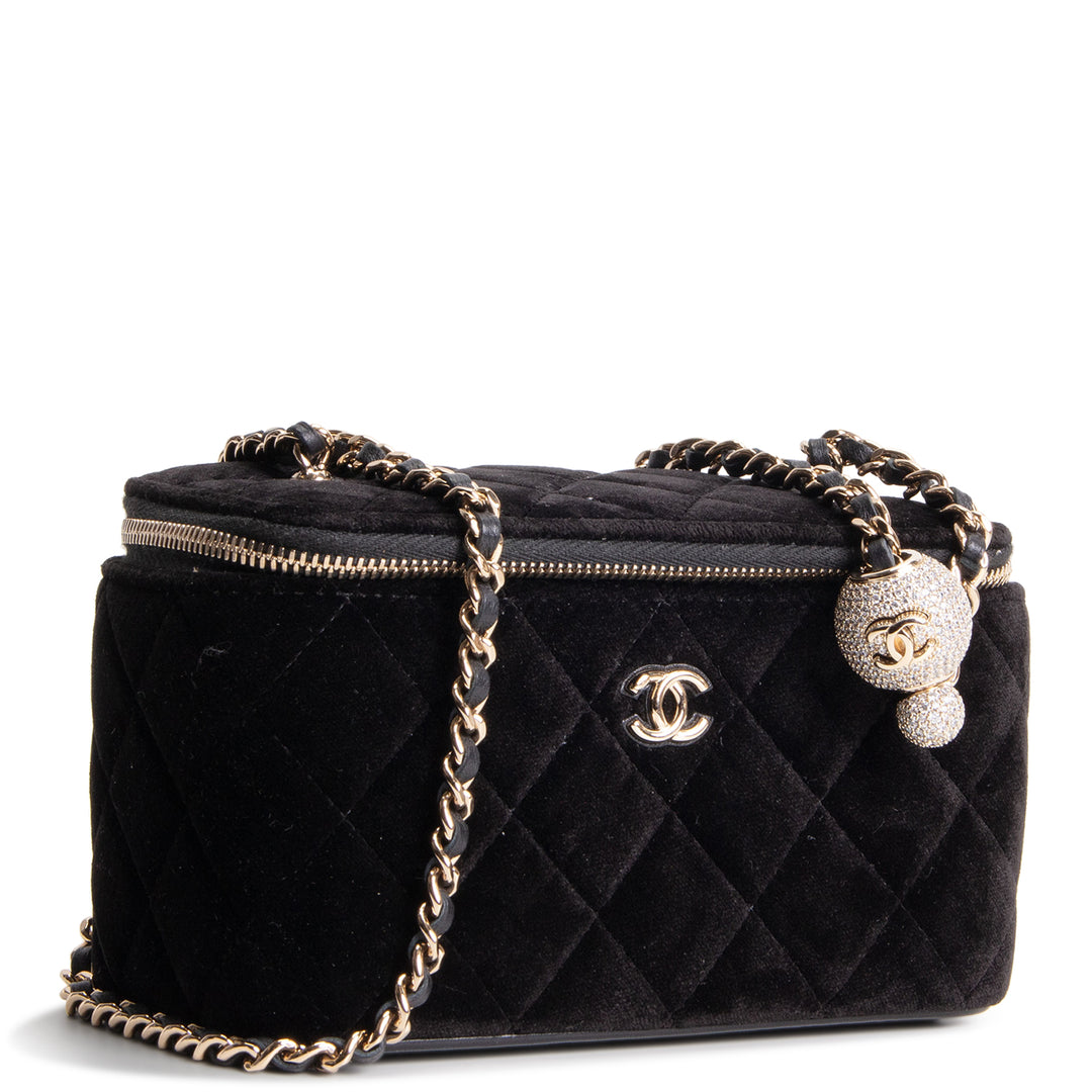 CHANEL Crushed Velvet Crystal Crush Vanity - Black