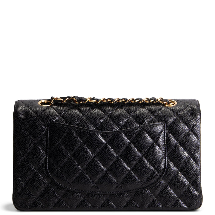 CHANEL Caviar Classic Quilted Medium Double Flap Bag - Black