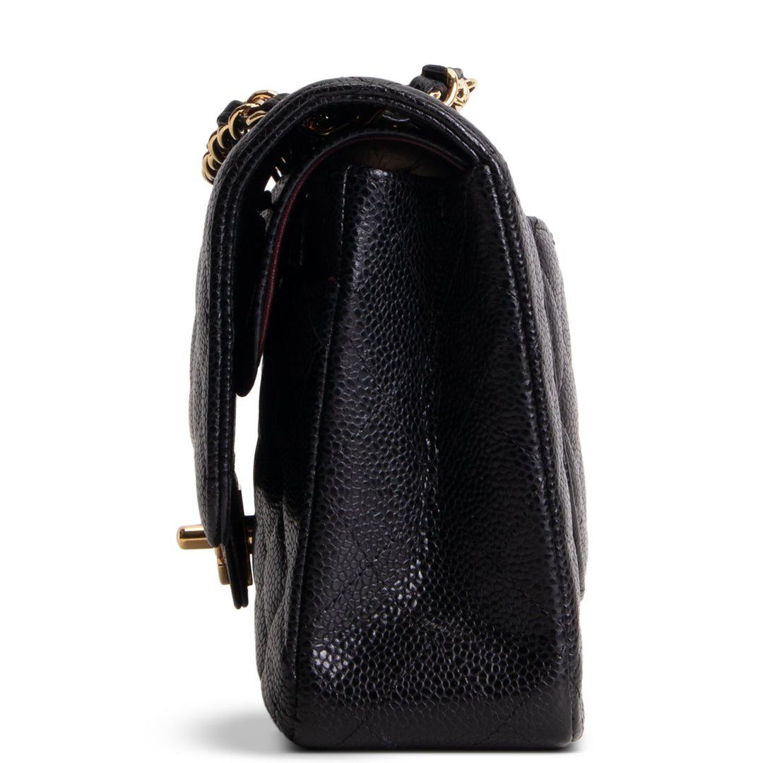 CHANEL Caviar Classic Quilted Medium Double Flap Bag - Black