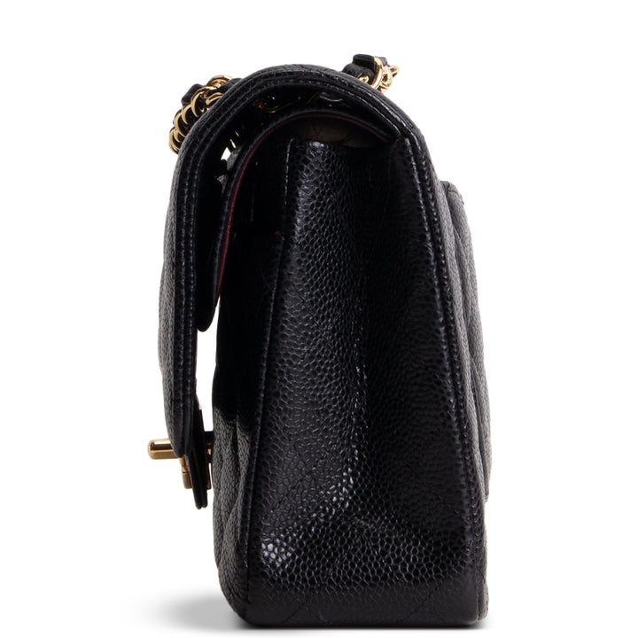 CHANEL Caviar Classic Quilted Medium Double Flap Bag - Black