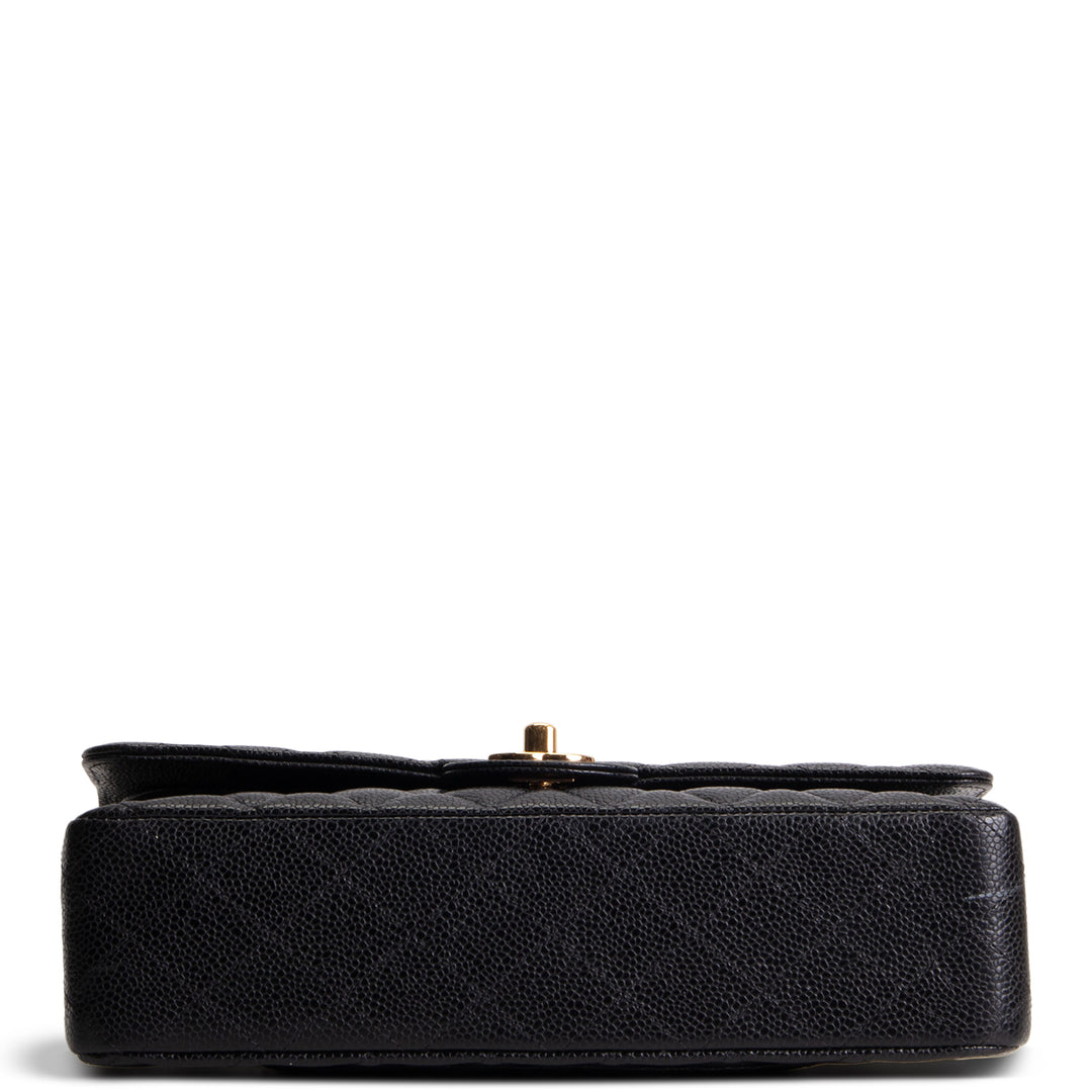 CHANEL Caviar Classic Quilted Medium Double Flap Bag - Black