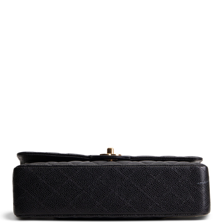 CHANEL Caviar Classic Quilted Medium Double Flap Bag - Black
