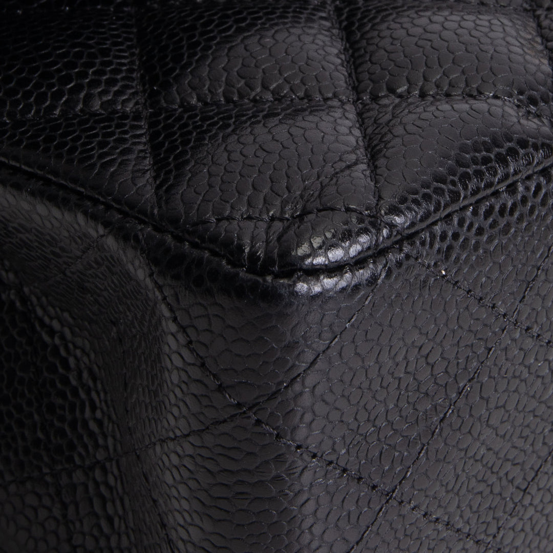 CHANEL Caviar Classic Quilted Medium Double Flap Bag - Black
