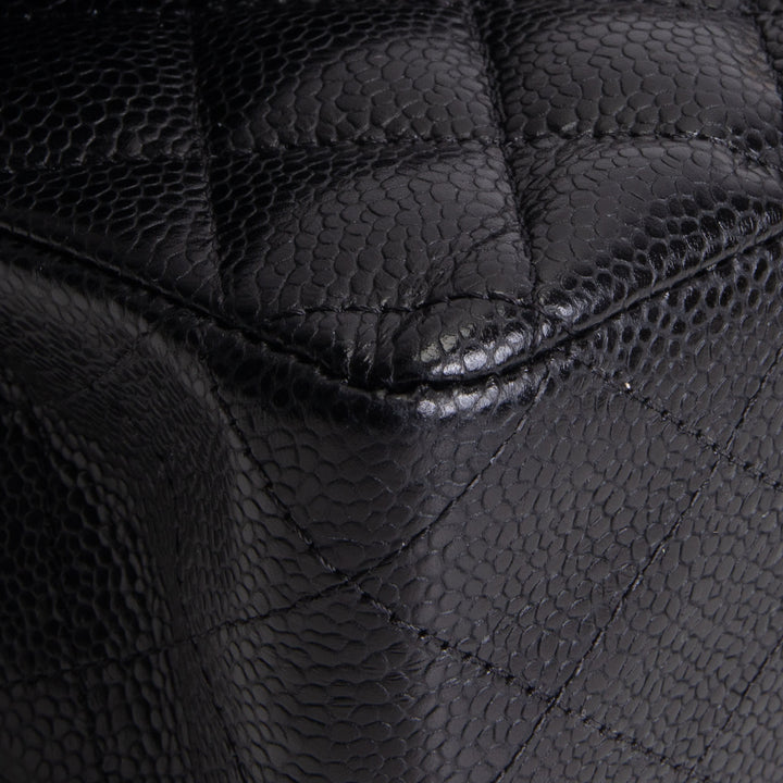 CHANEL Caviar Classic Quilted Medium Double Flap Bag - Black