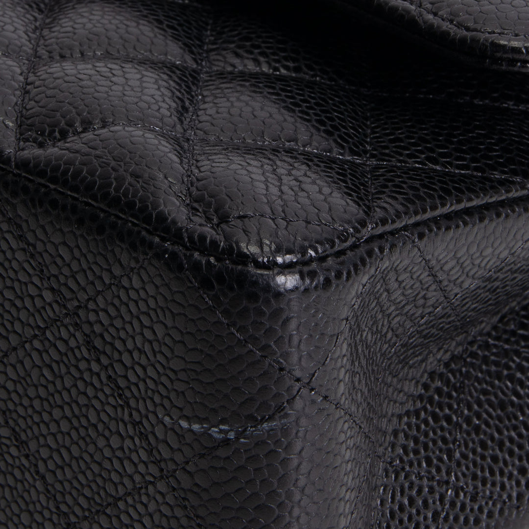 CHANEL Caviar Classic Quilted Medium Double Flap Bag - Black