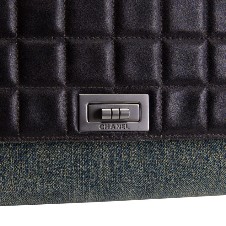 CHANEL Vintage Chocolate Bar Denim Reissue Accordian Flap - Blue